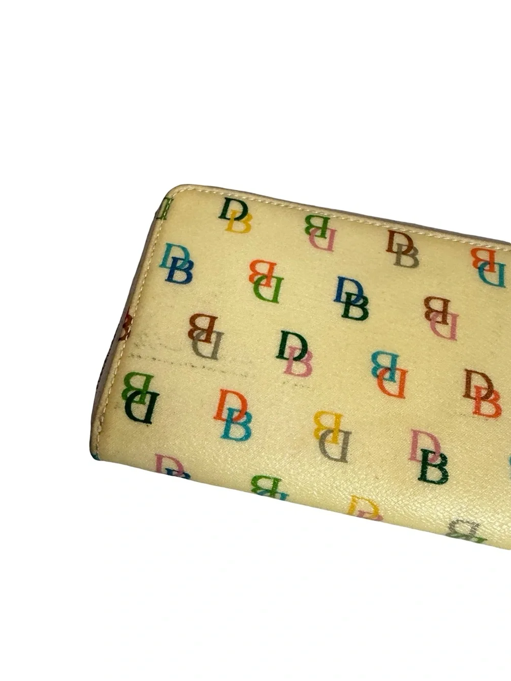 Dooney & Bourke Cream Multicolor Signature Print Zip Around Wallet Women's